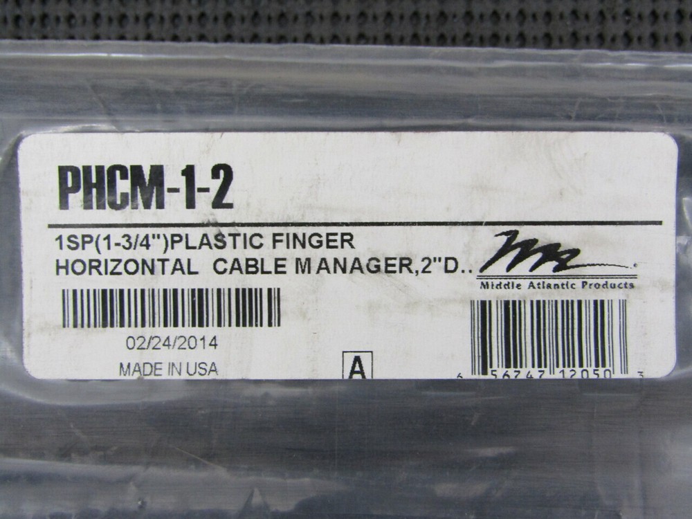 Middle Atlantic PHCM-1-2 (1-3/4") Plastic Finger Horizontal Cable Manager
