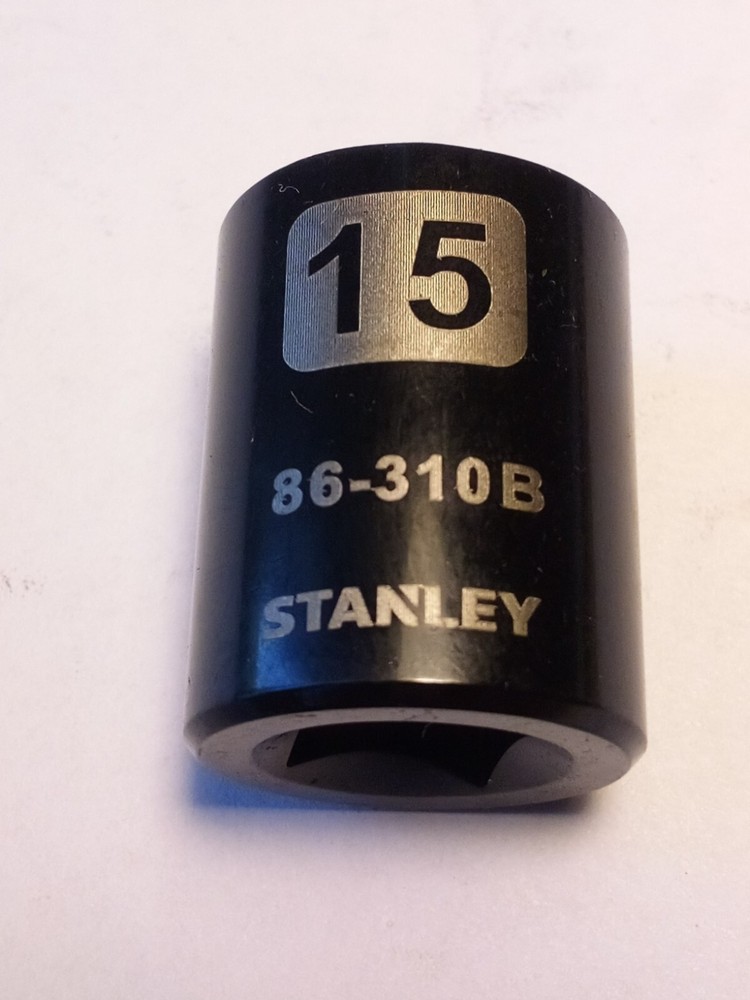 Stanley 15 mm x 3/8" Standard Socket 86-310B Black Chrome Free USA Shipping
