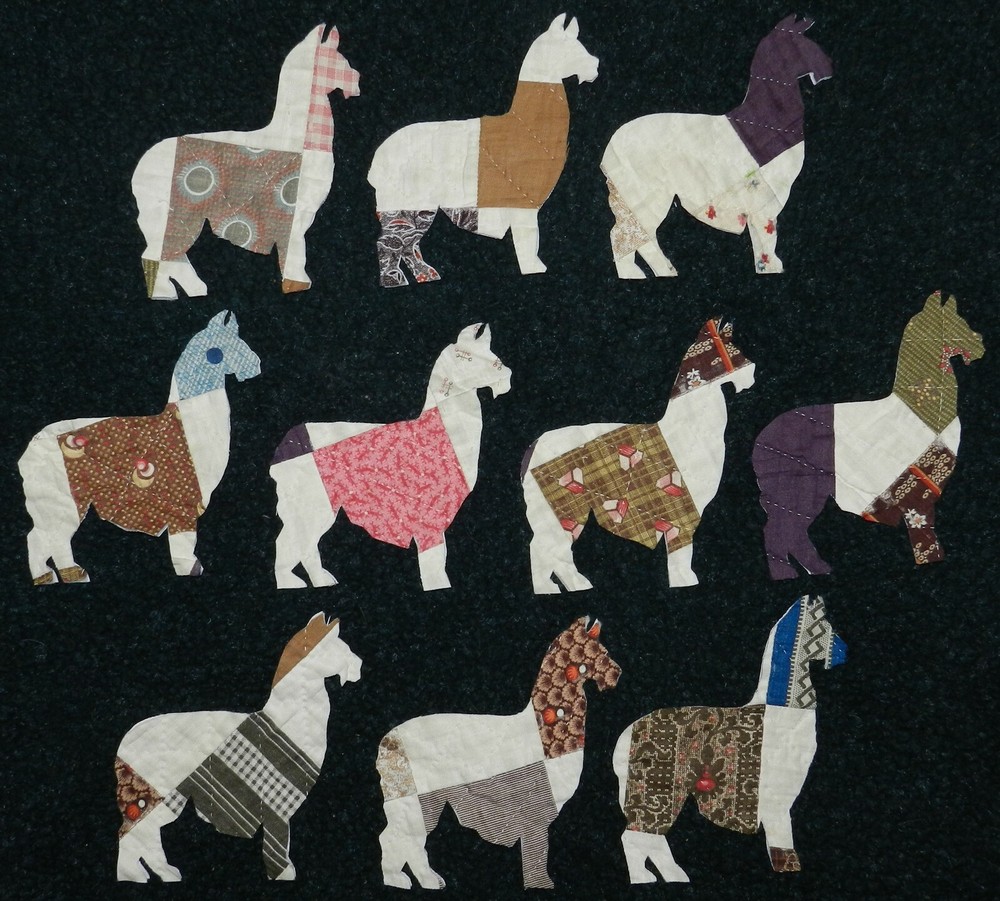 10 PRIMITIVE ANTIQUE CUTTER QUILT LLAMAS!! CUTE!! Scrapbooking! Applique!