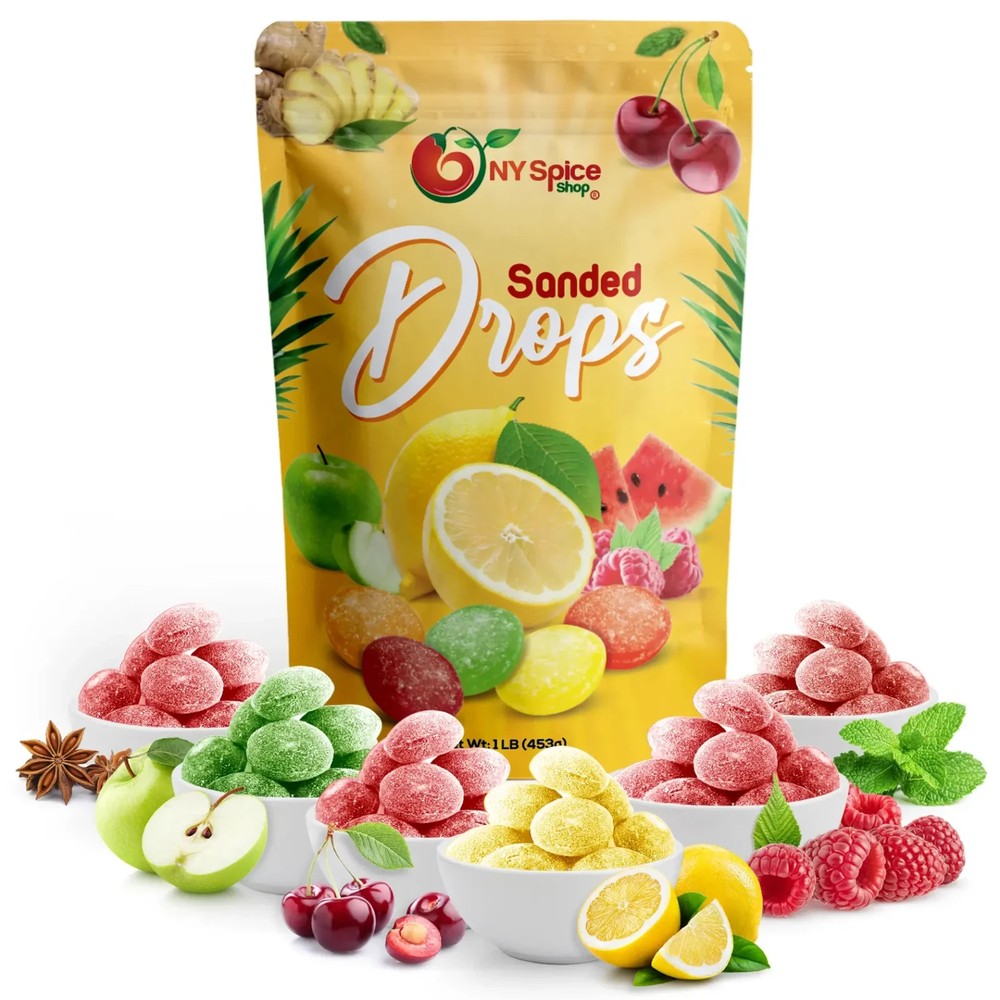 Sanded Assorted Fruit Drops - Old Fashioned Hard Candy Fruity Sweet Treats