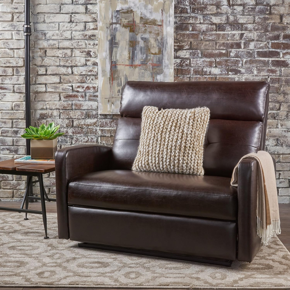 Halima Brown Leather 2-Seater Recliner by