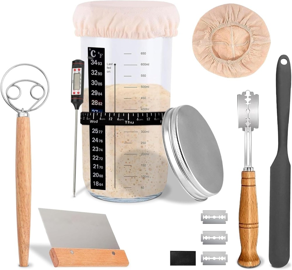 Sourdough Starter Kit with Glass Sourdough Starter Jar (14oz)