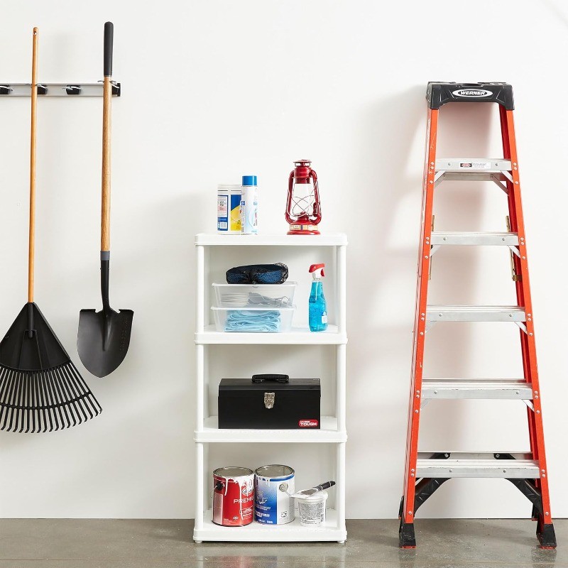 4 Shelf Fixed Height Solid Light Duty Storage Unit 12 x 24 x 48 for Home,Garage