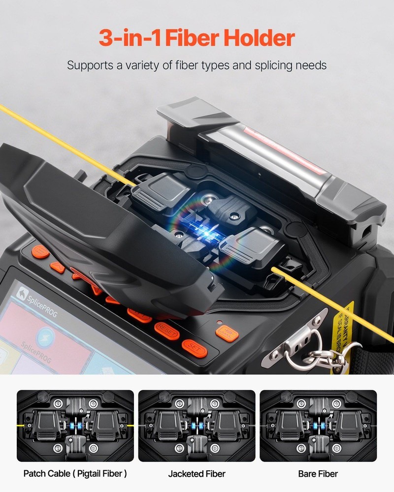 Fiber Optic Splicing Machine 6 Motor Core Clad Alignment 5 Inch View