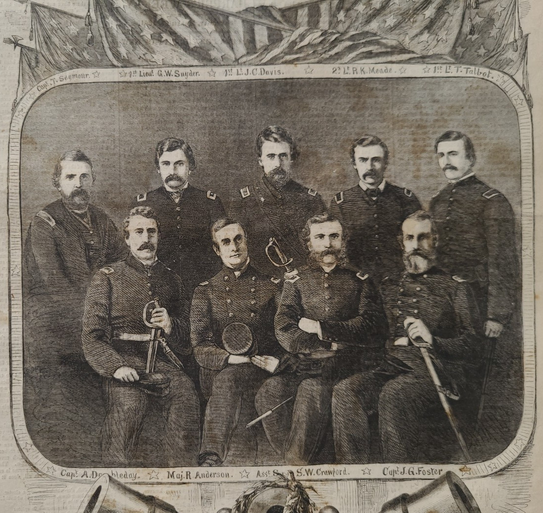 Baseball Founder Abner Doubleday and Fort Sumter Officers 1861 vintage print