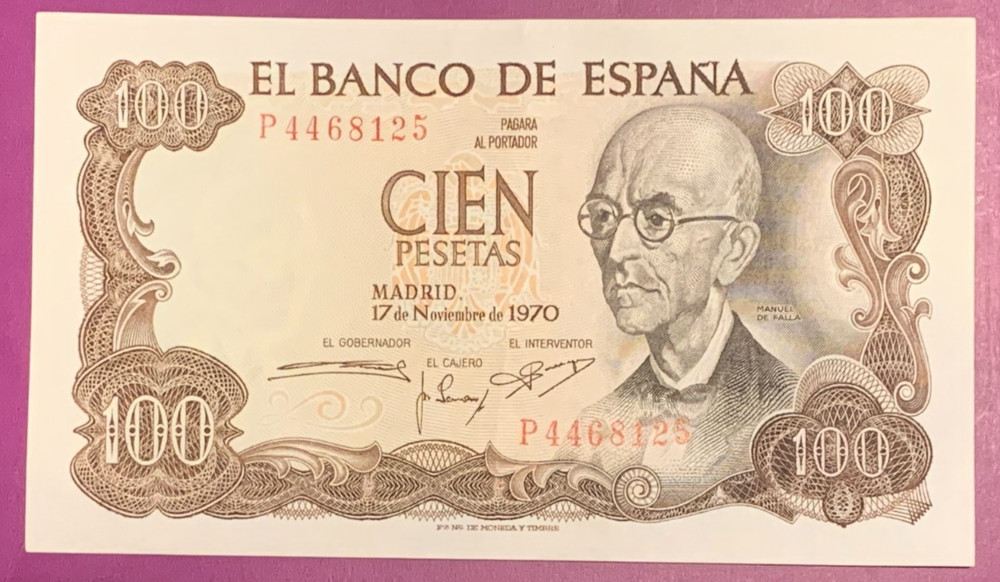 1970  100 pesetas Spain  lot # 134