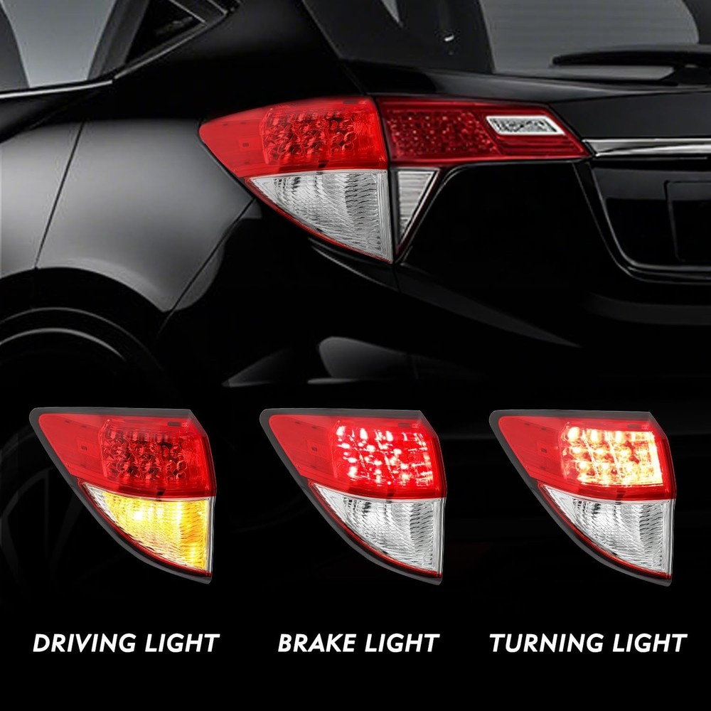 LED Tail Light Assembly for 2016-2022 HRV Left Driver Side Red Clear