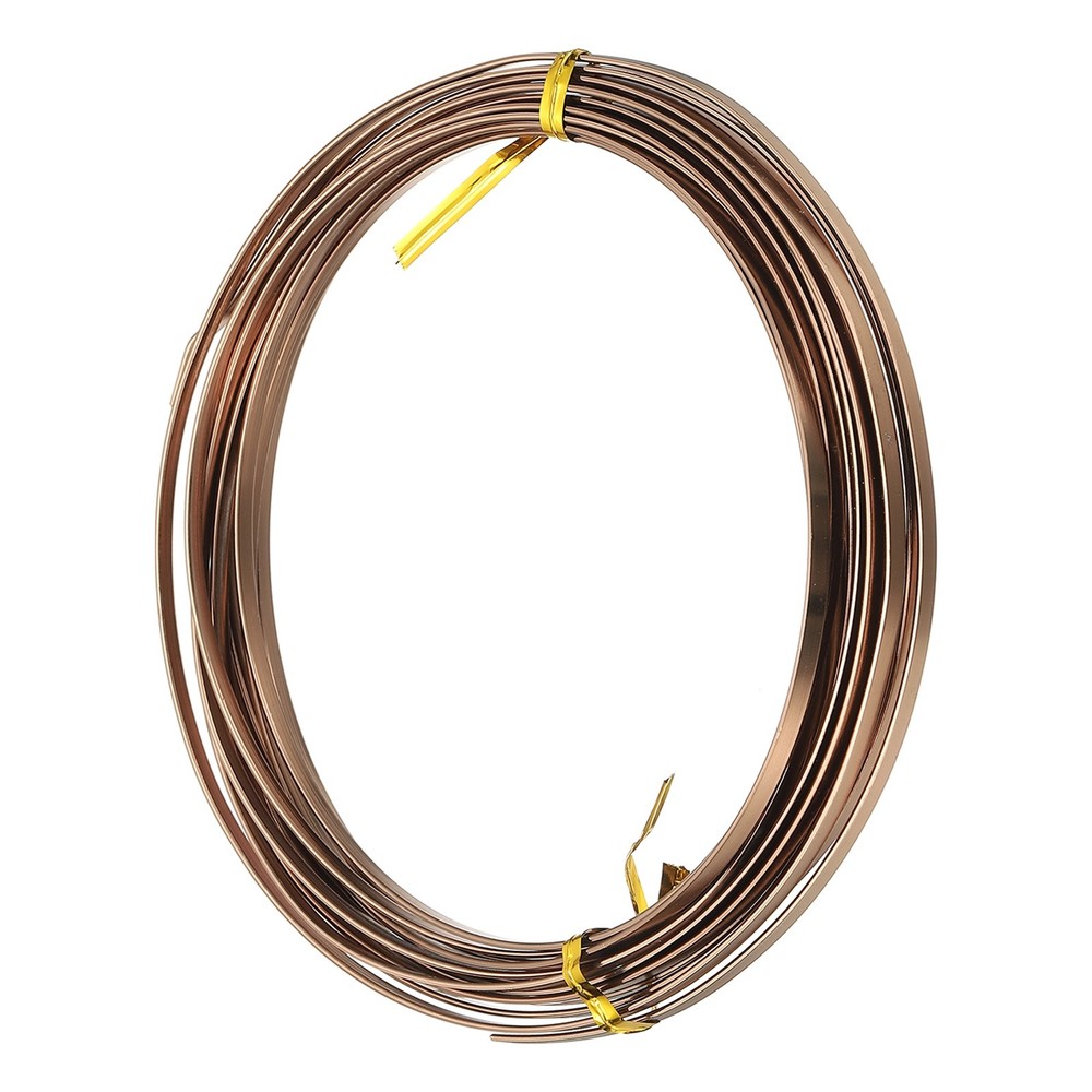 16.40 ft 3mm Wide 18 Gauge Flat Aluminum Wire, Brown