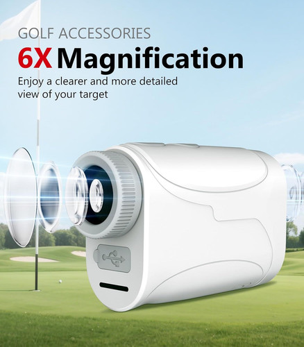 Golf Rangefinder with Slope, 1000 Yards Range Finder Golf, 6X N2-White