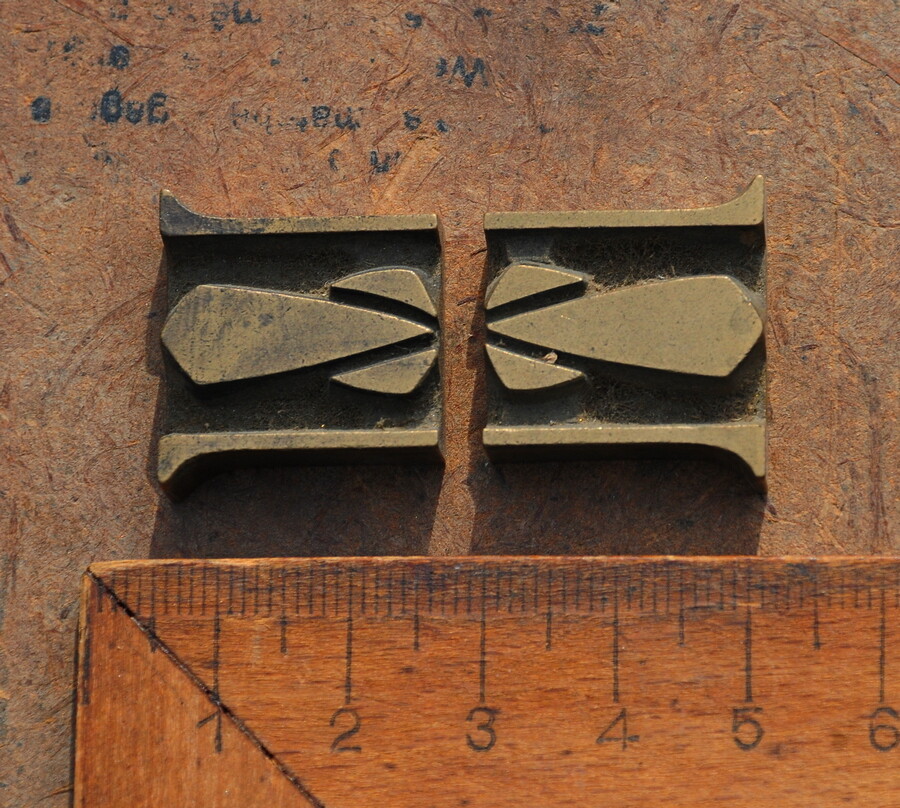2x brass ornament bookbinding Art Nouveau gilding bookbinder embossing leather!.