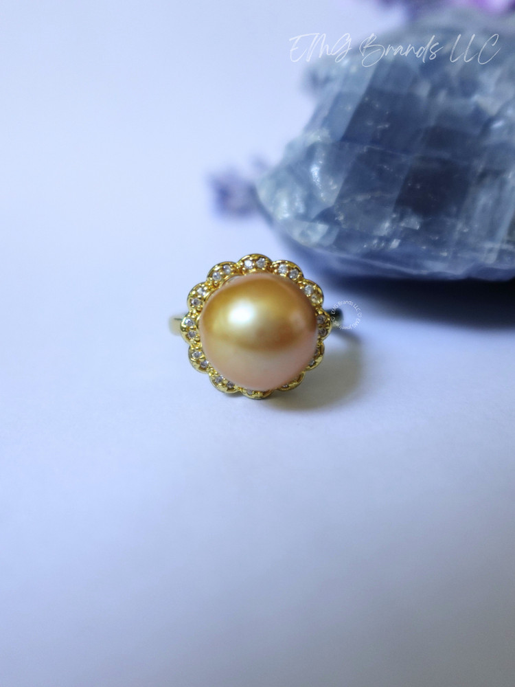 Deep Golden Edison Pearl Ring
