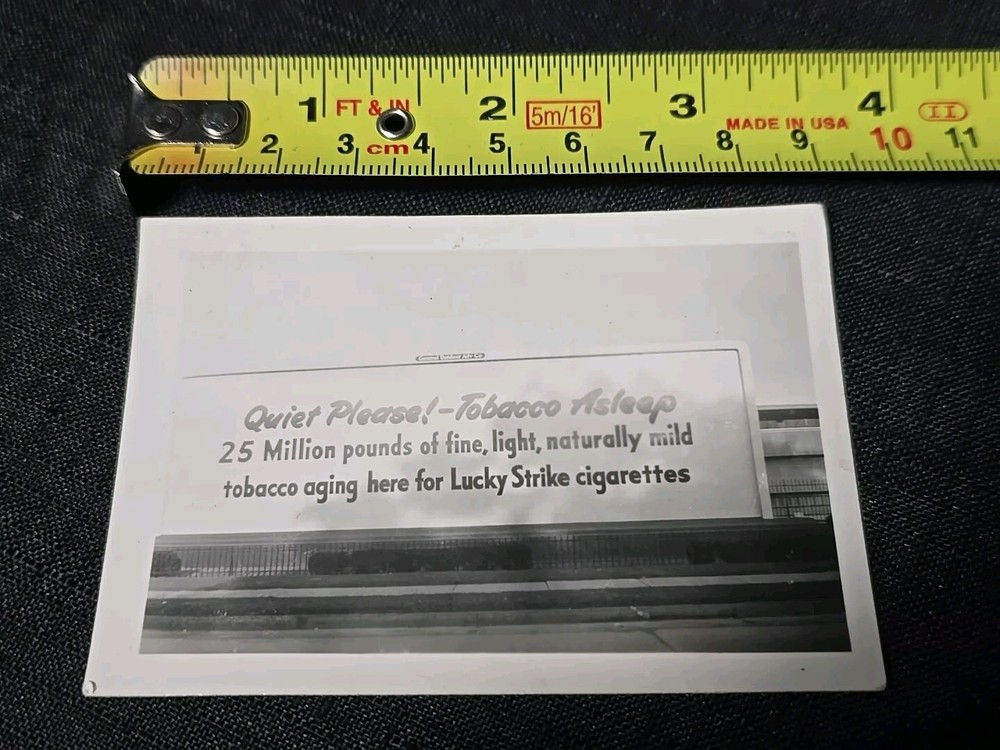LUCKY STRIKE Cigarette Billboard Quiet Please Tobacco Asleep Black & White Photo