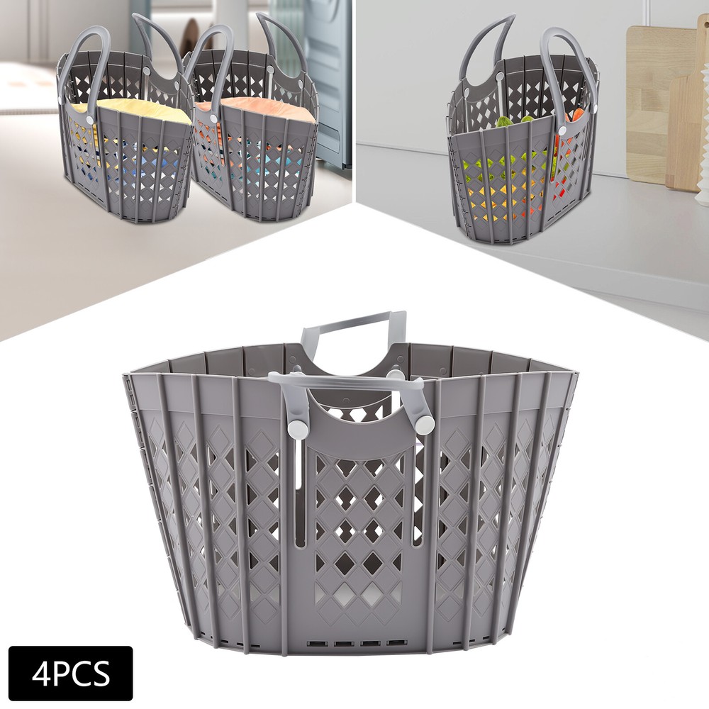 4pcs 40L Large Laundry Basket Waterproof Portable Laundry Hamper Collapsible PP