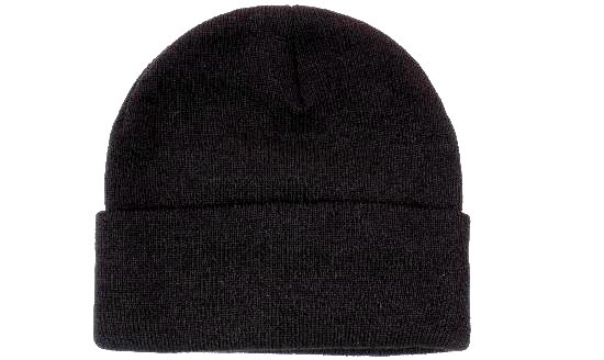 New High Quality Plain Black Acrylic Beanie with Flap