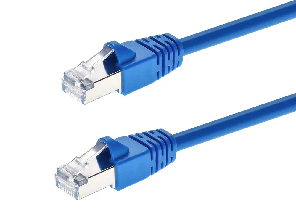 Cat6A Ethernet Patch Cable - Snagless RJ45, 550Mhz, STP, 10G, 26AWG, 7ft, Blue