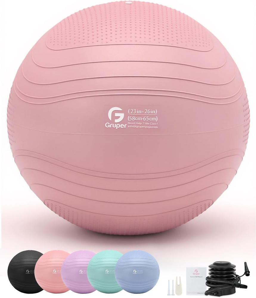 Yoga Ball, Extra Thick Exercise Ball for Workout Pregnancy Stability - 4 Sizes a