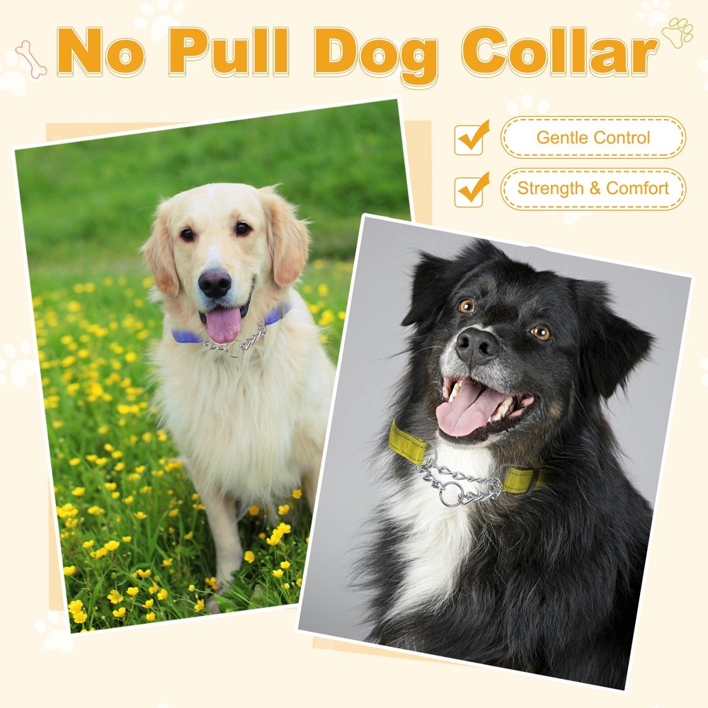 No Pull Collar for Dogs, Reflective Dog Chain Collars S (Pink)
