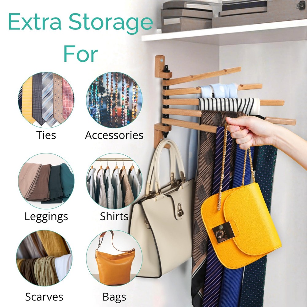 Swivel Towel Rack - Clothes Drying Rack Wall Mounted - Crafted with Rustic Ha...