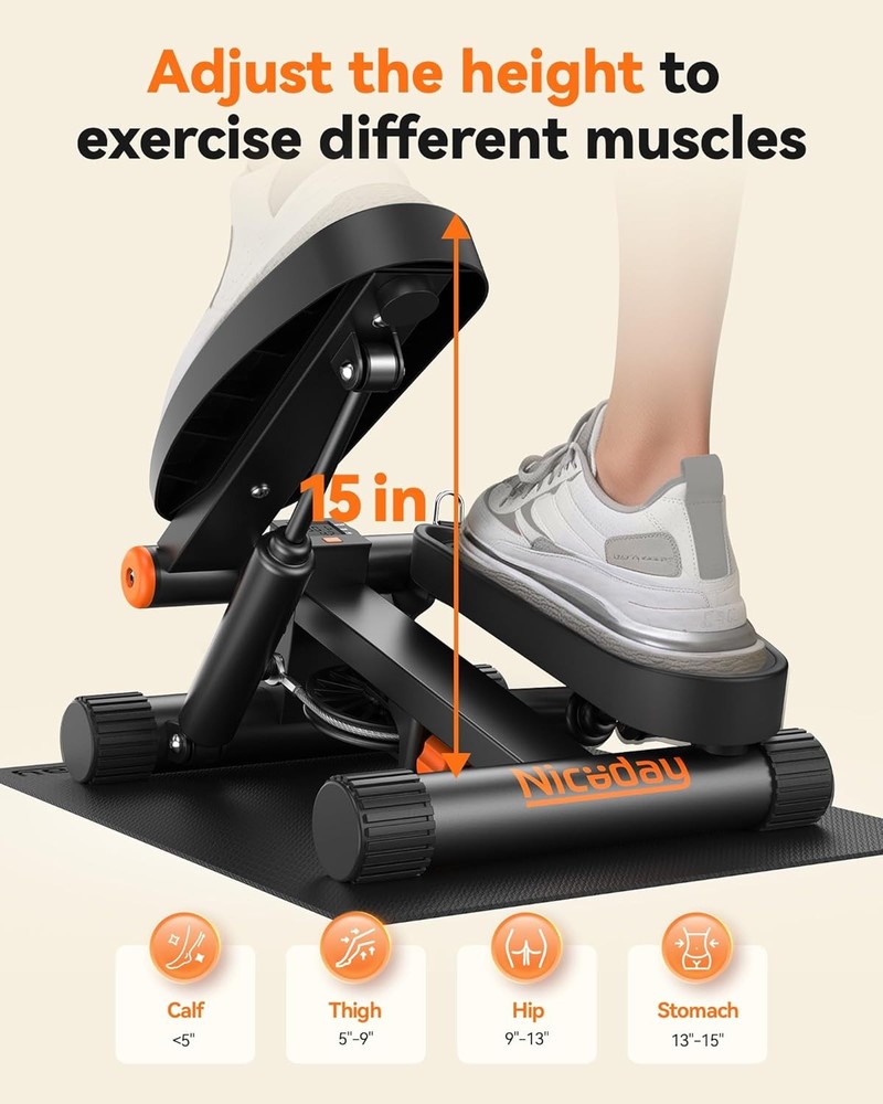 Steppers for Exercise, Stair Stepper with Resistance Bands, Mini Stepper