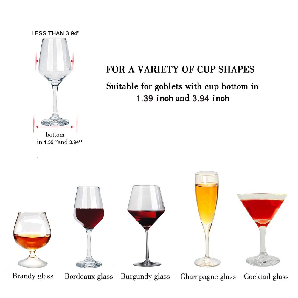 4 Rows Wine Glasses Rack Under Cabinet Stemware Rack for Cabinet Kitchen