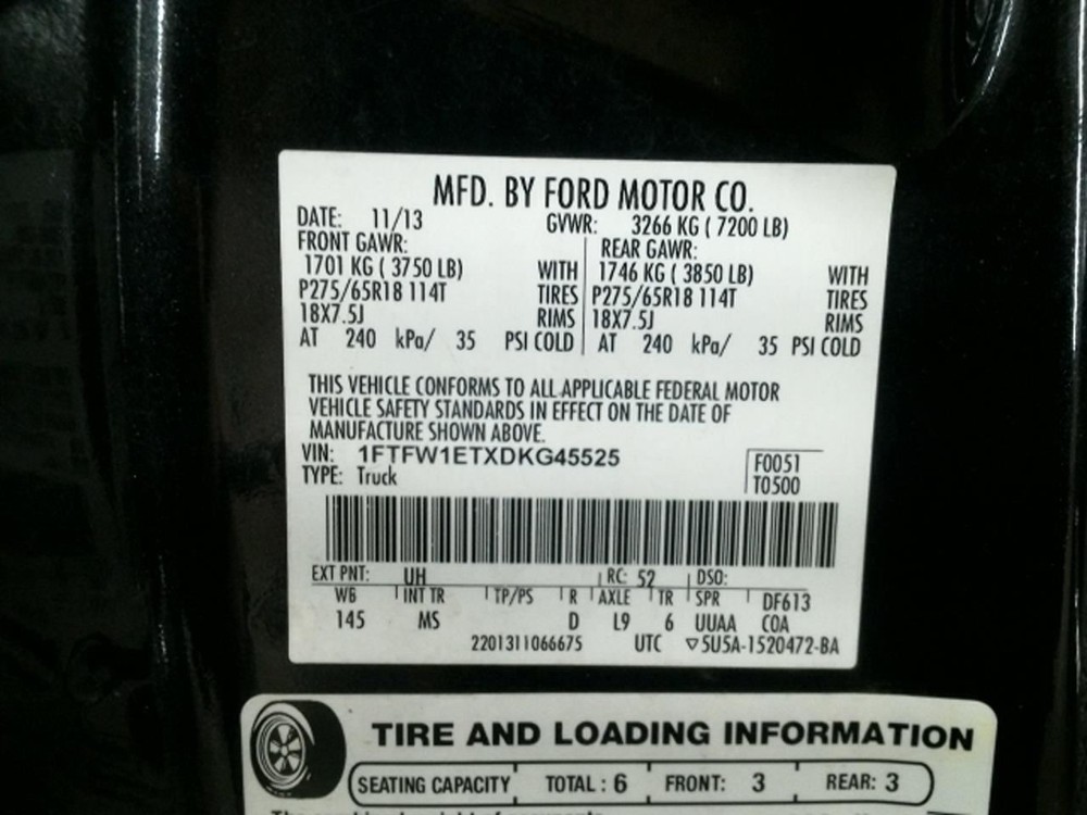 F150 2013 Keys/Latches/Locks 104890827