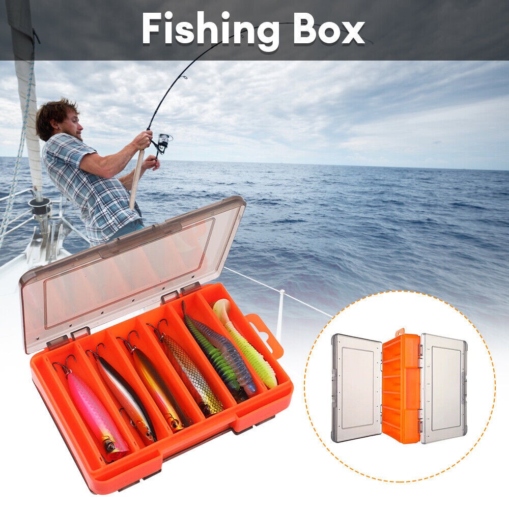 Fishing Tackle Box Lure Waterproof Compartments 2 Layer Storage Hard Case Hook