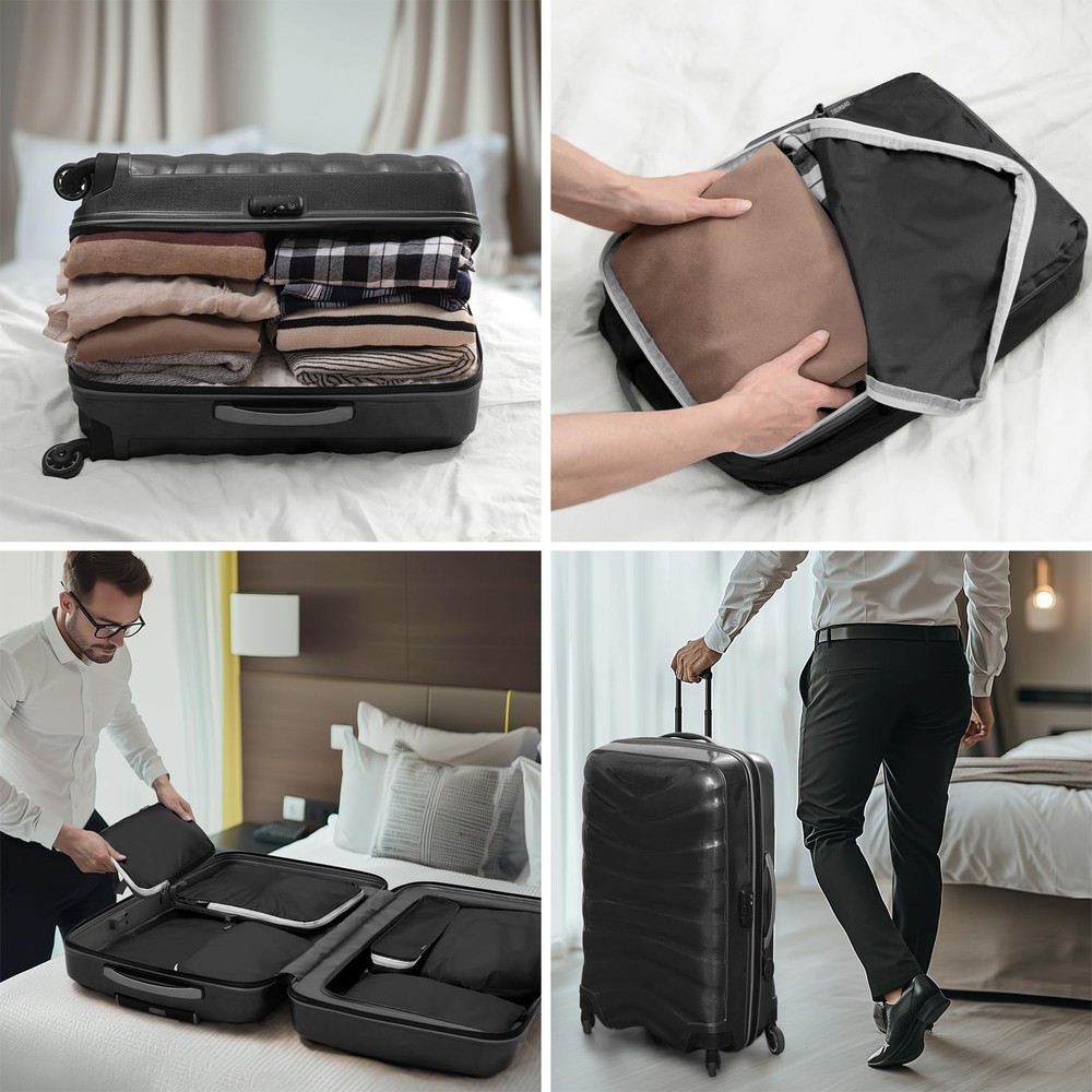 Compression Packing Cubes, 7 Set Packing Cubes for Travel, Suitcase Organizer...
