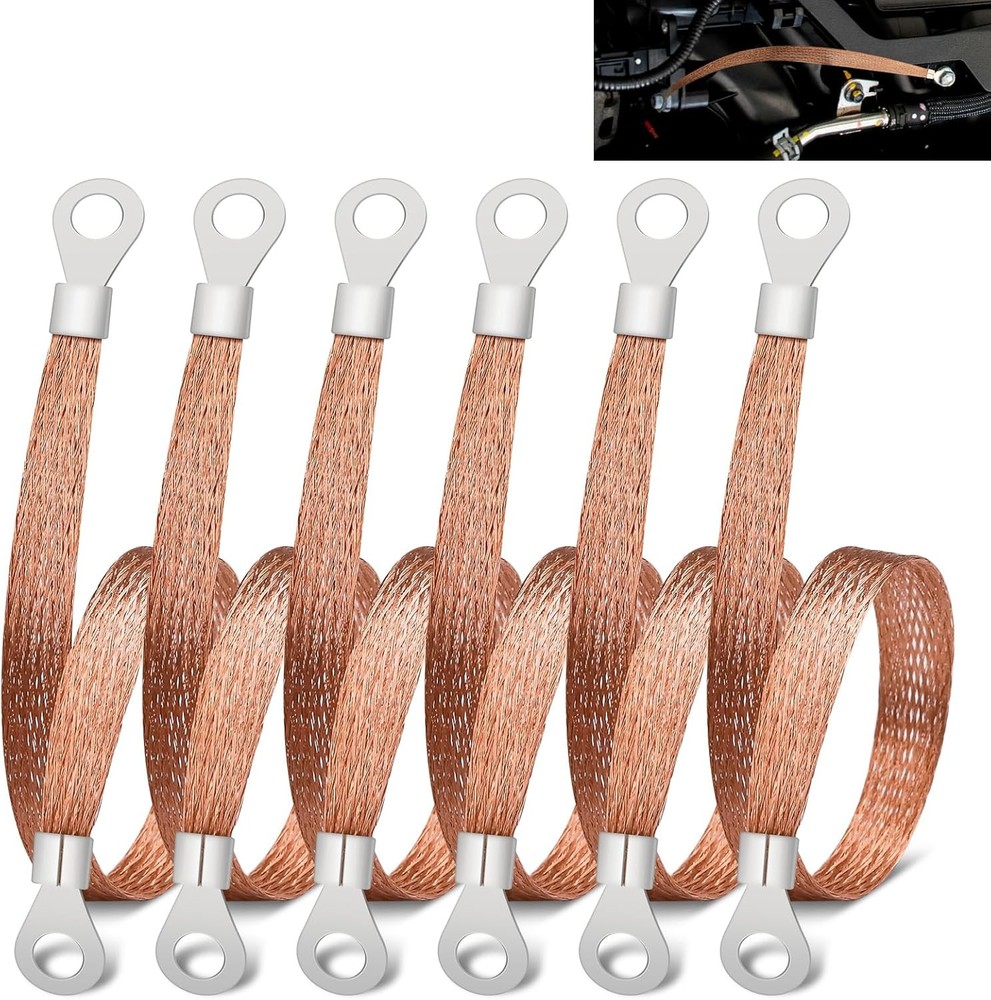 12in Copper Ground Strap 6 PCS Braided Engine Wire