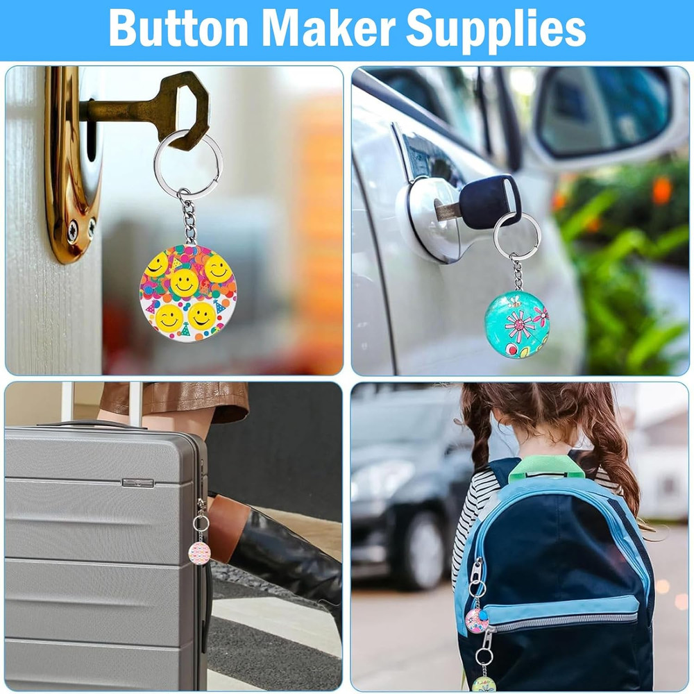 Button Maker Keychains Supplies, 200 Pcs 58Mm Pin Maker Set, Metal Button Maker