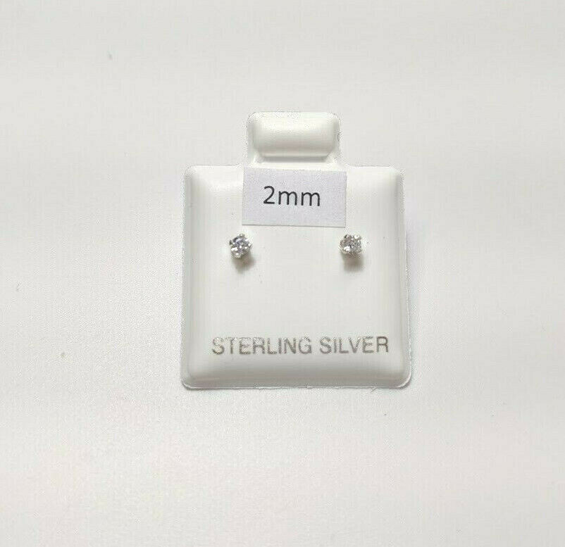Sterling Silver CZ Stud Earrings with Butterfly Posts NEW