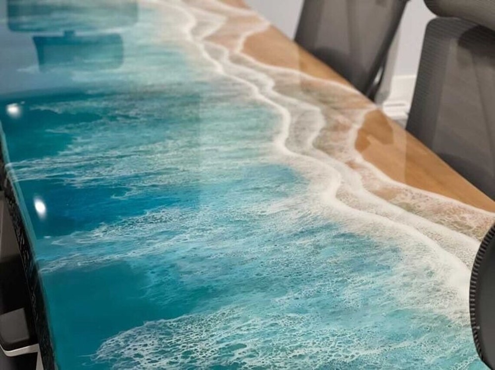 Ocean Table,Epoxy Wooden Table Top, Dining Table Epoxy Resin River Kitchen Table