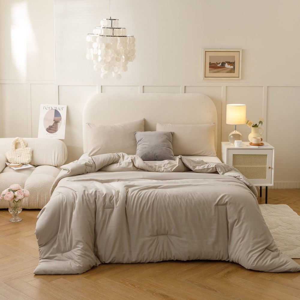 ROSGONIA Oversized King Comforter 120"x98", Oatmeal