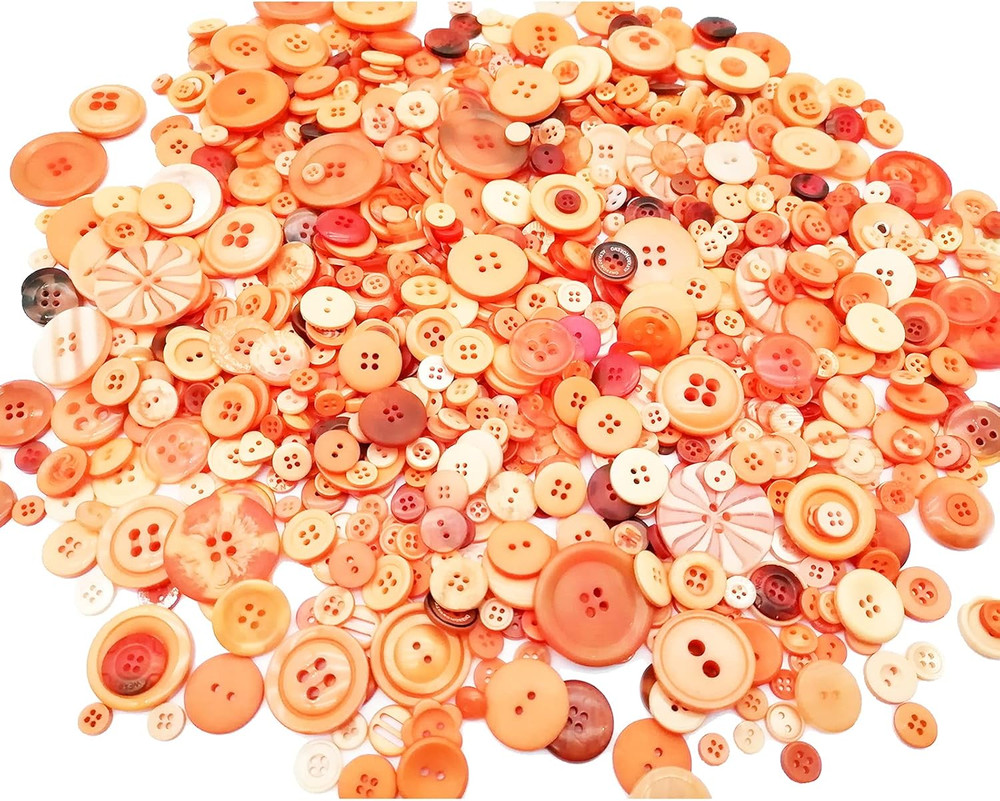 600-700Pcs Orange Buttons for Crafts Bulk Orange Craft Buttons Assorted Size for