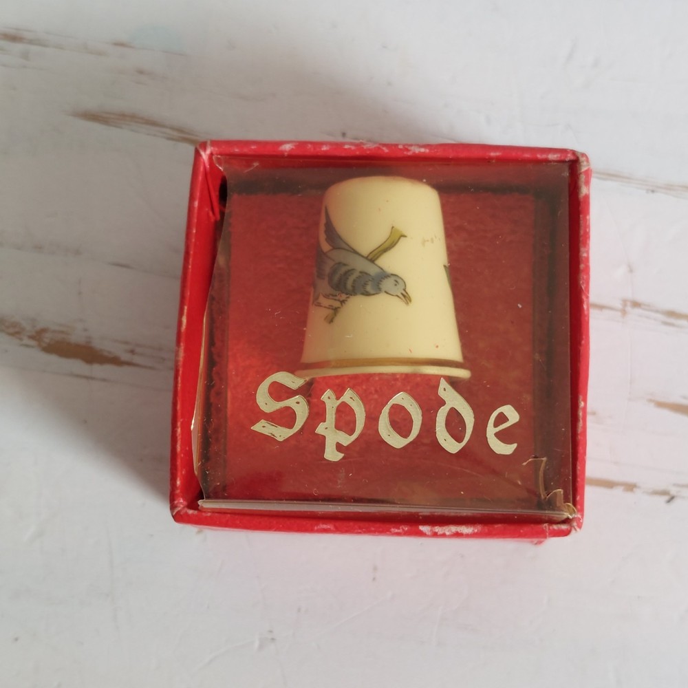 Spode Bird Flower Thimble Fine Bone China England Box Collectable