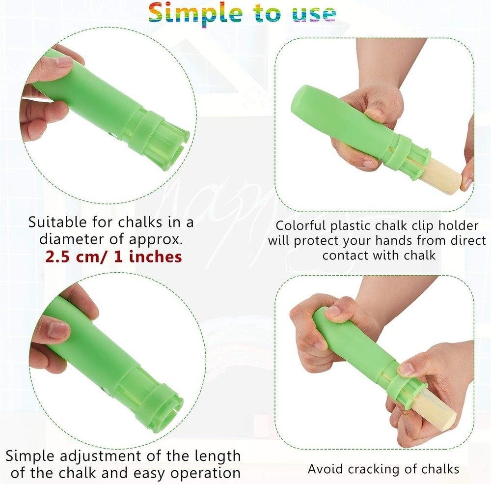 Vibrant Adjustable Chalk Holders for Kids - 5 Pack for Classroom Activities