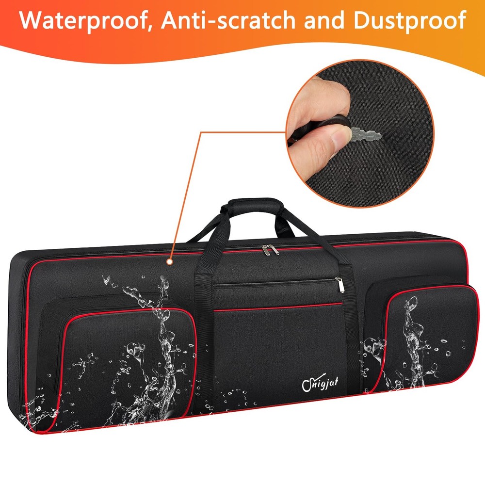76 Key Keyboard Case, Soft Padded Gig Bag with Handle, Straps, 3 Pockets