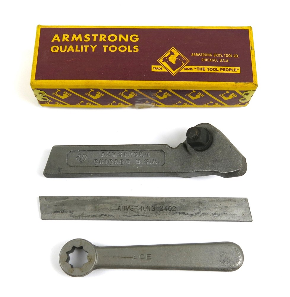 Armstrong 2020-R Lathe Cut Off Tool Holder w/ Blade & Wrench NOS