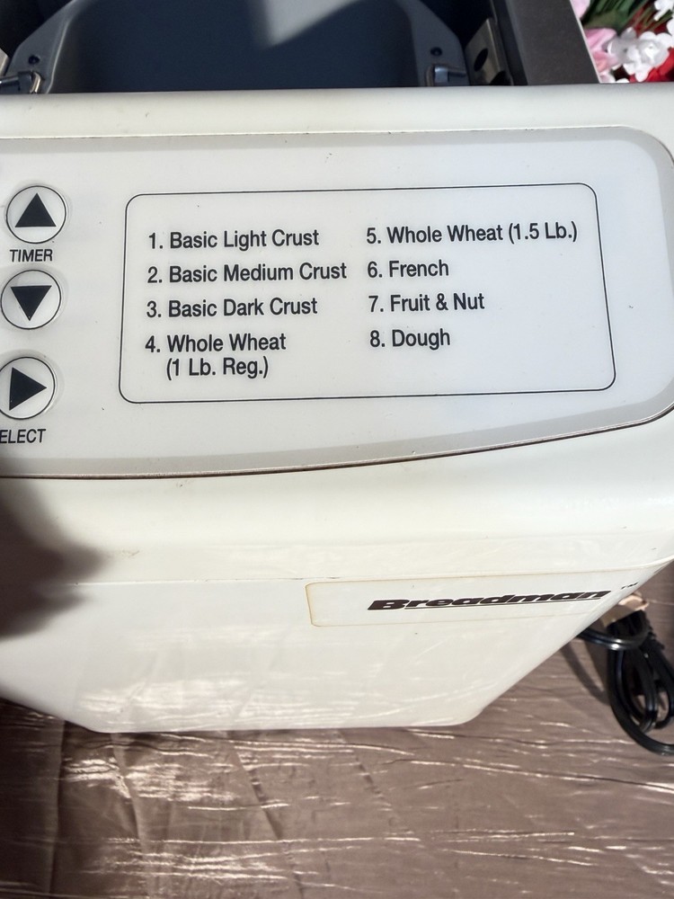 Breadman TR-440 Automatic Bread Maker 1.5 lb Loaf Tested w/ Pan Paddle