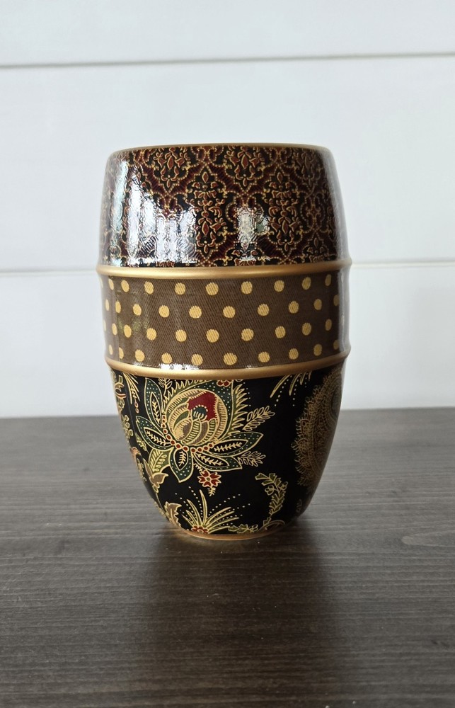 Waverly Paisley Spring Ceramic  Cup / Toothbrush  Holder / Vase Approx 4.5"...