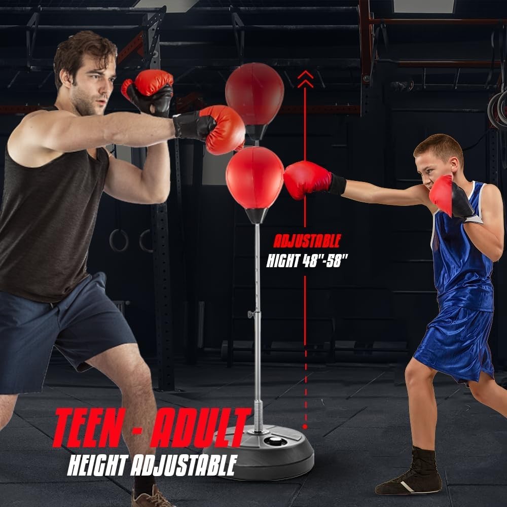 Complete Boxing Equipment Set: Adjustable Punching Bag with Speed Bag & Gloves
