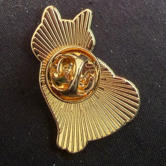 Black Cat Enamel Pin with Floral Design