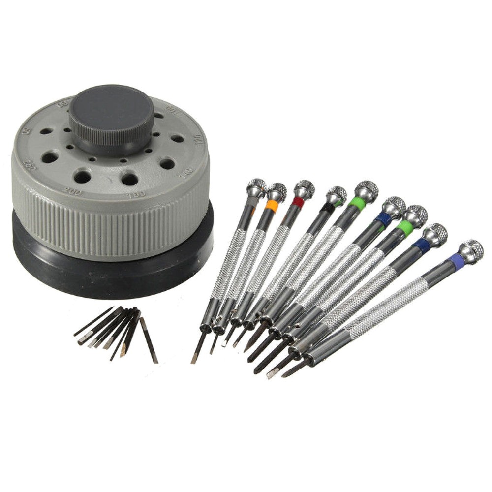9Pack 0.8-2.0mm Watch Screwdriver Blades Rotating Stand Set Watchmaker Tool G