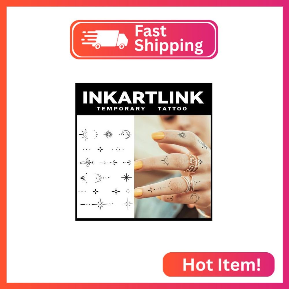 INKARTLINK Tattoo Tech, 2 Sheets Medium Semi Permanent Tattoo, Adult Art Design