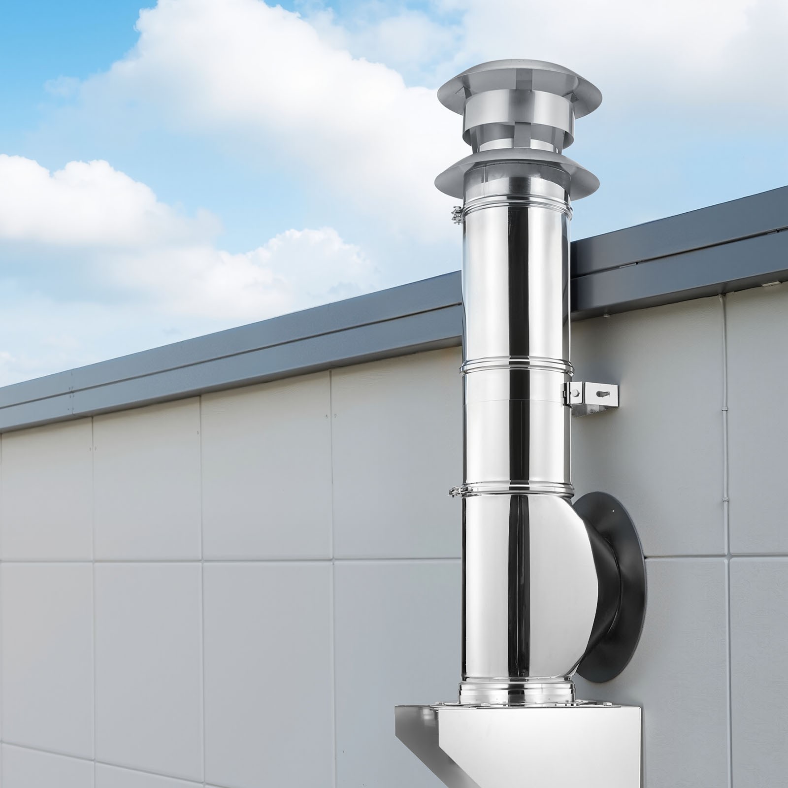 VEVOR External Chimney Kit 6 Inch External with Windproof Cap Wall Bracket Roof
