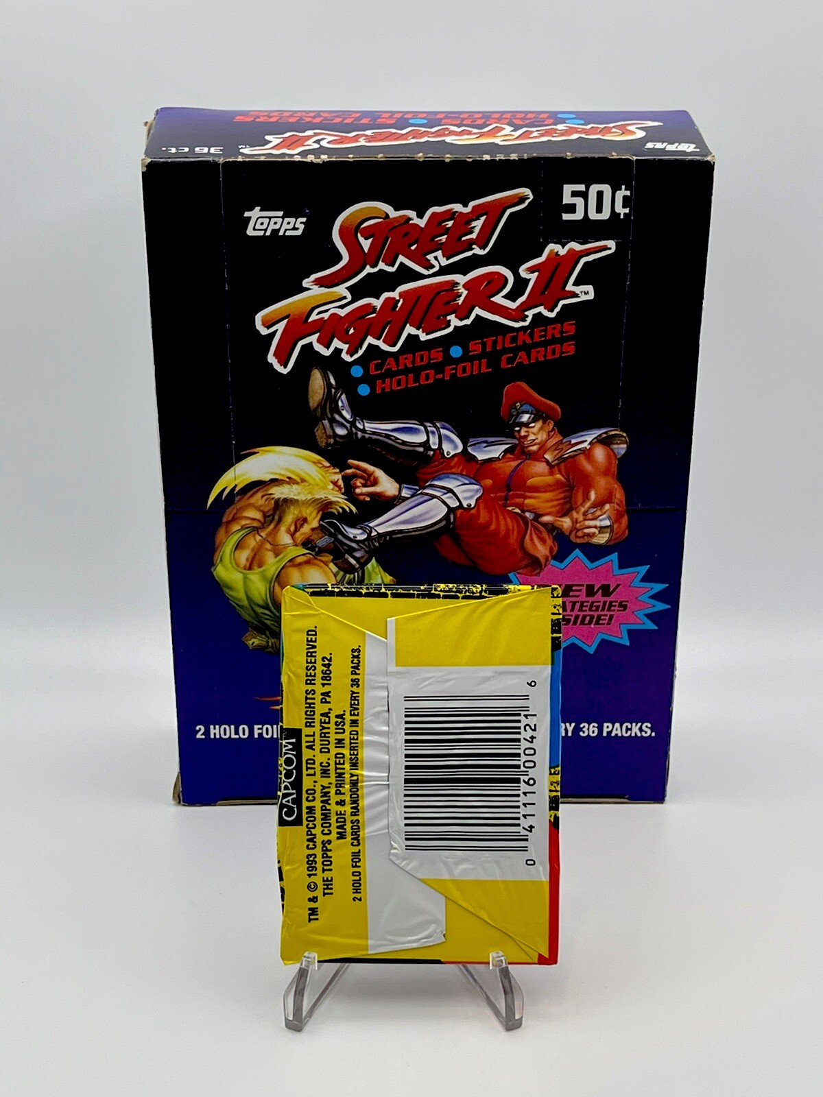 1993 Street Fighter 2 Capcom Topps Trading Card 1 Sealed Pack. Vintage Authentic