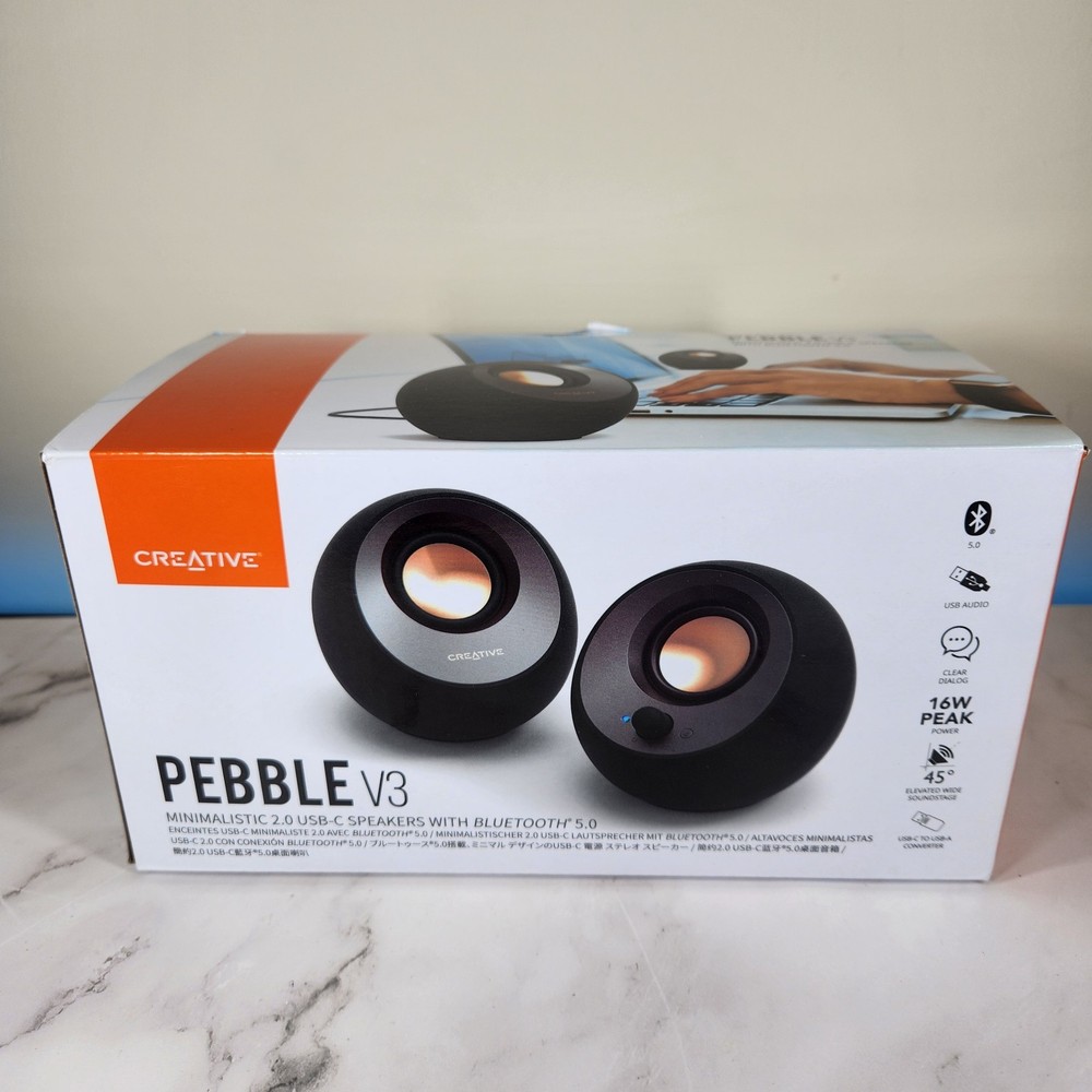 Creative Pebble V3 2.0 Bluetooth 5.0 Desktop Speaker System with USB Audio Black