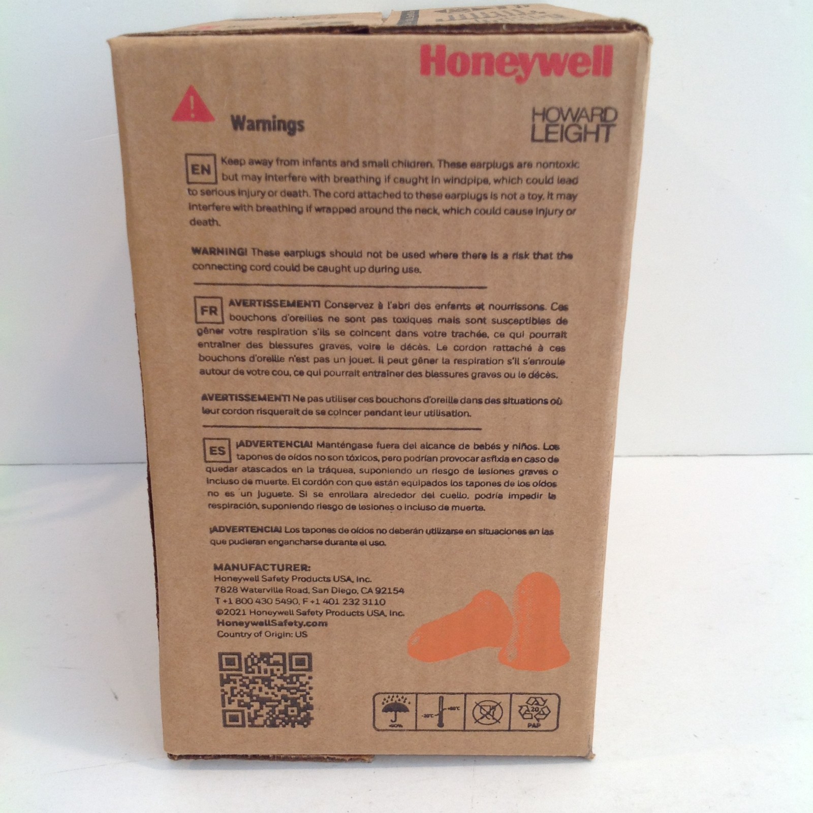 Howard Leight Max-1 MXM-1 Uncorded Earplugs Foam NRR 33 dB Orange 200 Pair Box