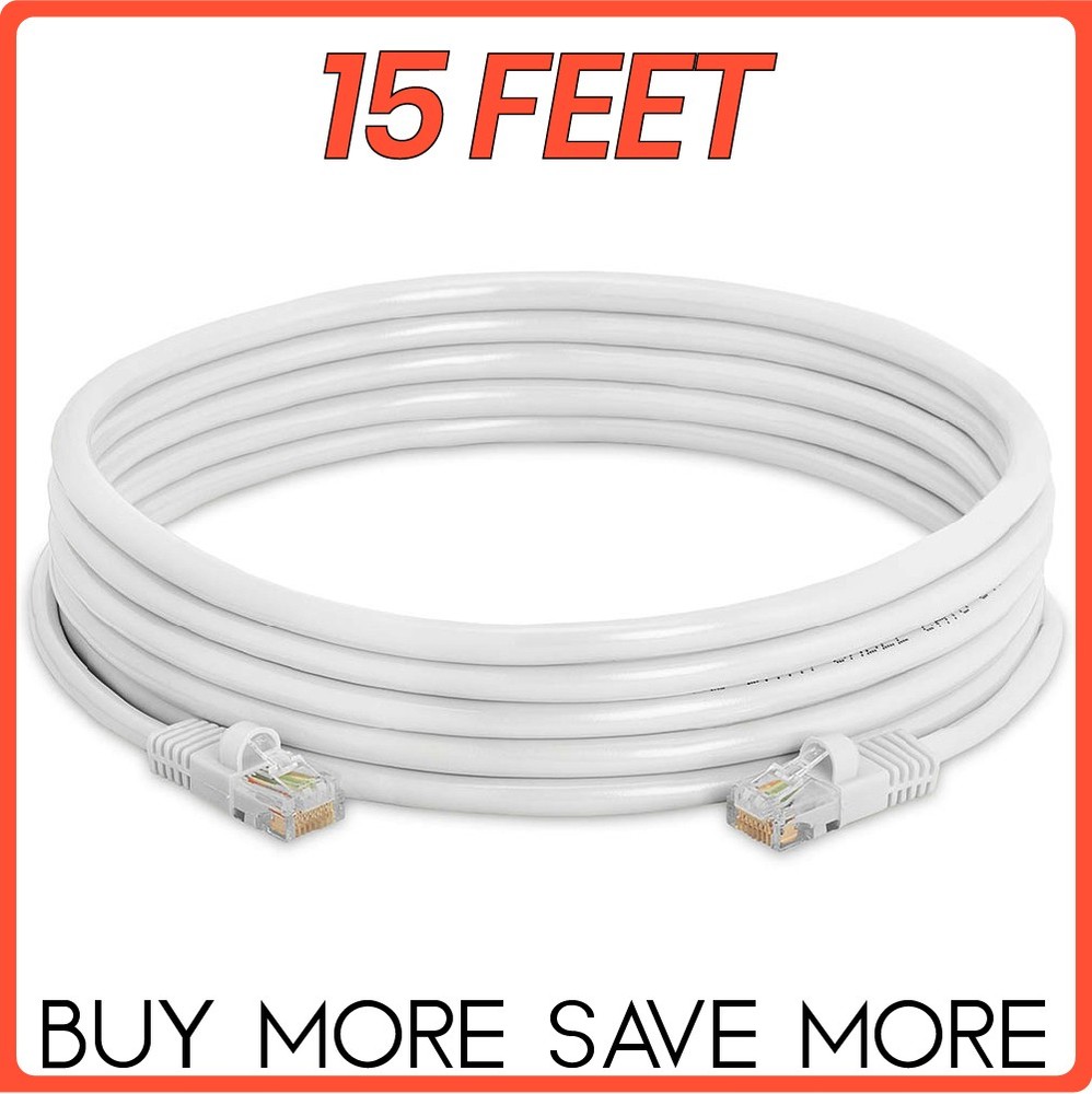 White Cat5e Cable Ethernet Cat5 Patch Cord Internet LAN Network Wire LOT