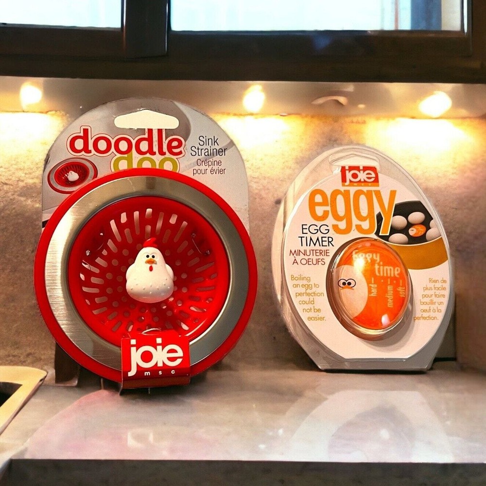 Joie Eggy Egg Timer & Chicken sink stopper Kitchen accessory set Gadgets NOS