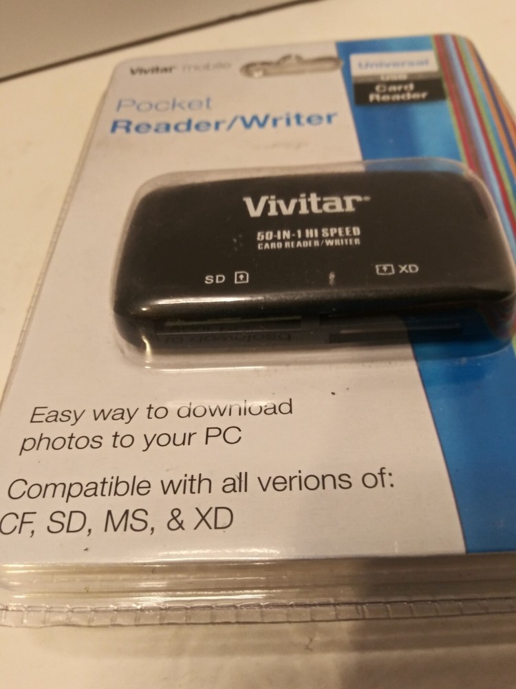 Vivitar Mobile Pocket Reader Writer Compatible Versions CF, SD, MS, XD (T)...